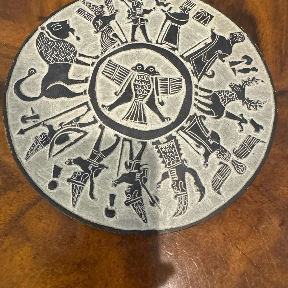 Babylonian Hittite Gods Basalt Stone Disc 7” - Picture 4 of 6